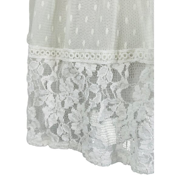 Free People White Vintage Inspired Sheer Floral Lace Mock Neck Casual Boho Top - Picture 11 of 16